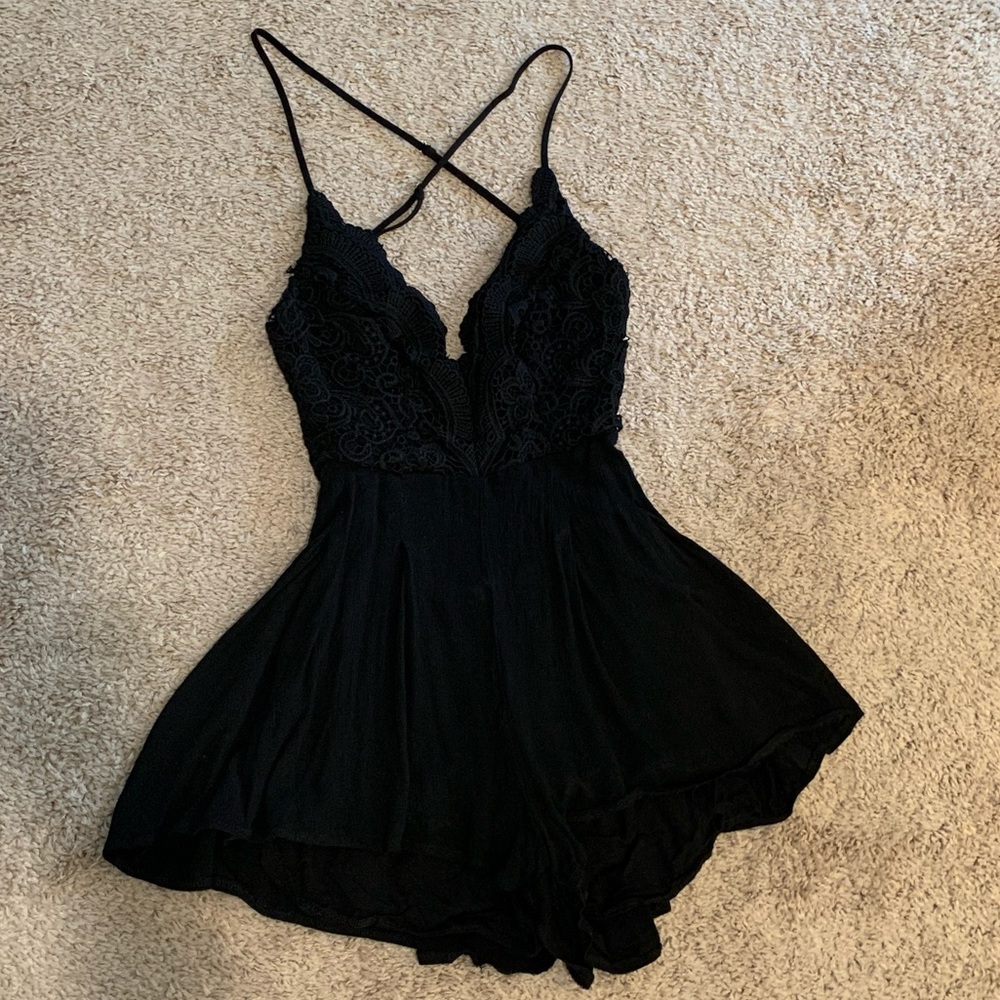 Black low back romper
